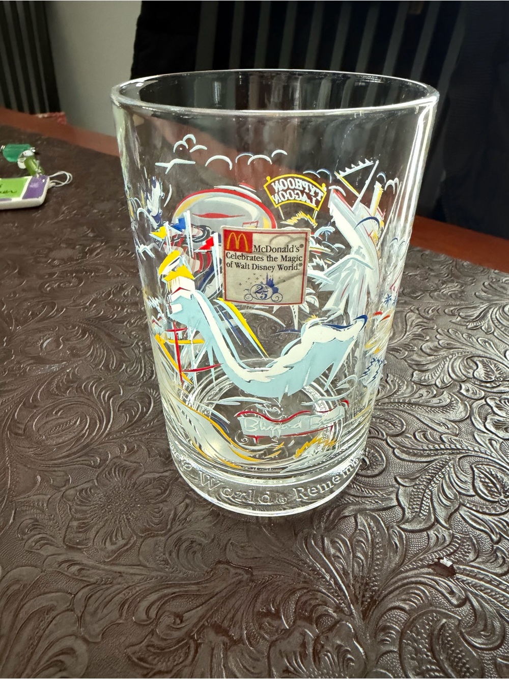 McDonald's Walt Disney World Commemorative Clear Glass with Blue Accents
